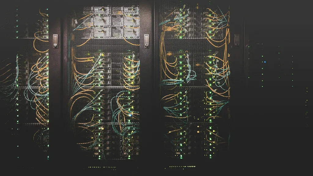 Aisle of data center infrastructure
